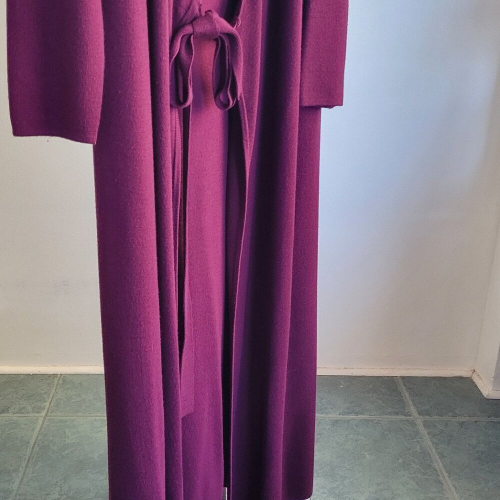 Rosanna Long Open Front Belted Purple Duster/Cardigan (Size: L) - Picture 8 of 14